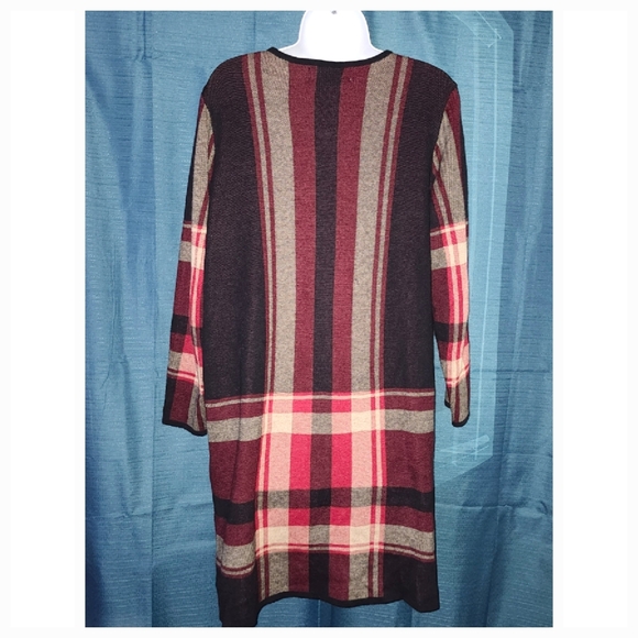 Jones Studio Plaid Open-Front Sweater - Picture 3 of 4